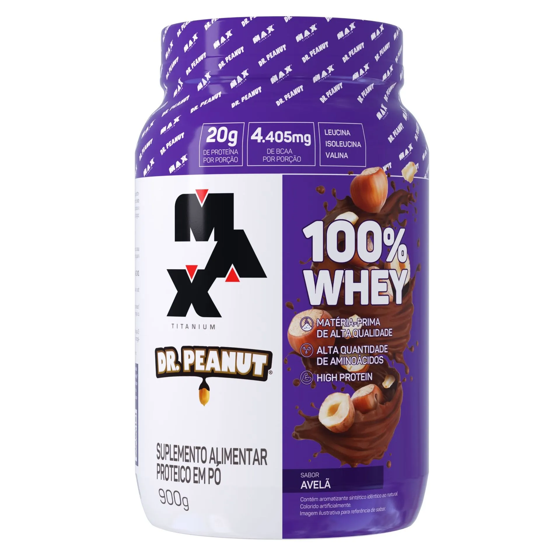 WHEY 100% DR. PEANUT MAX TITANIUM AVELÃ 900g