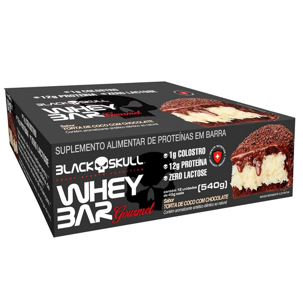 Whey Bar Gourmet Zero Lactose C/12 540g - Black Skull